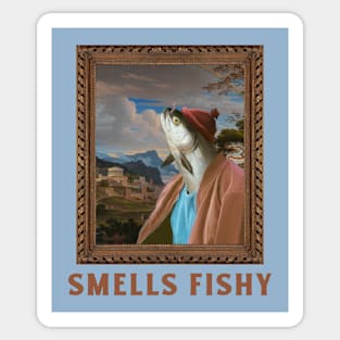 something Fishy Funny Art Meme Sticker